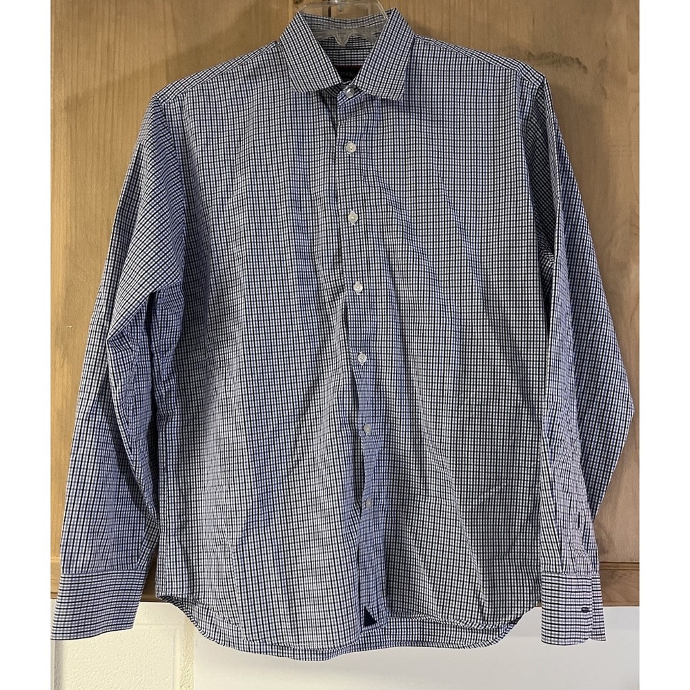 UNTUCKit Button Down Shirt Mens Large‎ Blue Gingham Long Sleeve Cotton
